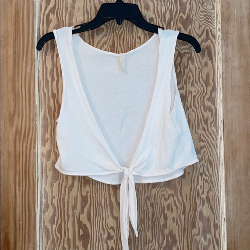 Blush tie front crop top